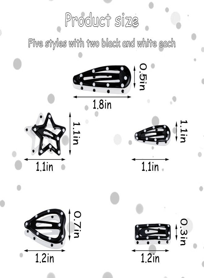 ZLSPTK 20PCS Star Hair Clips Y2k Hair Accessories for Women Black White Polka Dot Cute Hair Pins for Girls Star Barrettes Non Slip Kawaii Snap Hair Clips Small for Styling Festival Accessories - Image 4